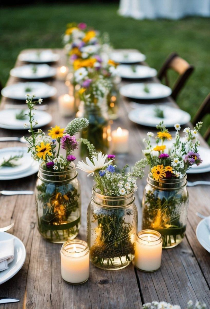Cheap backyard wedding flower centerpieces