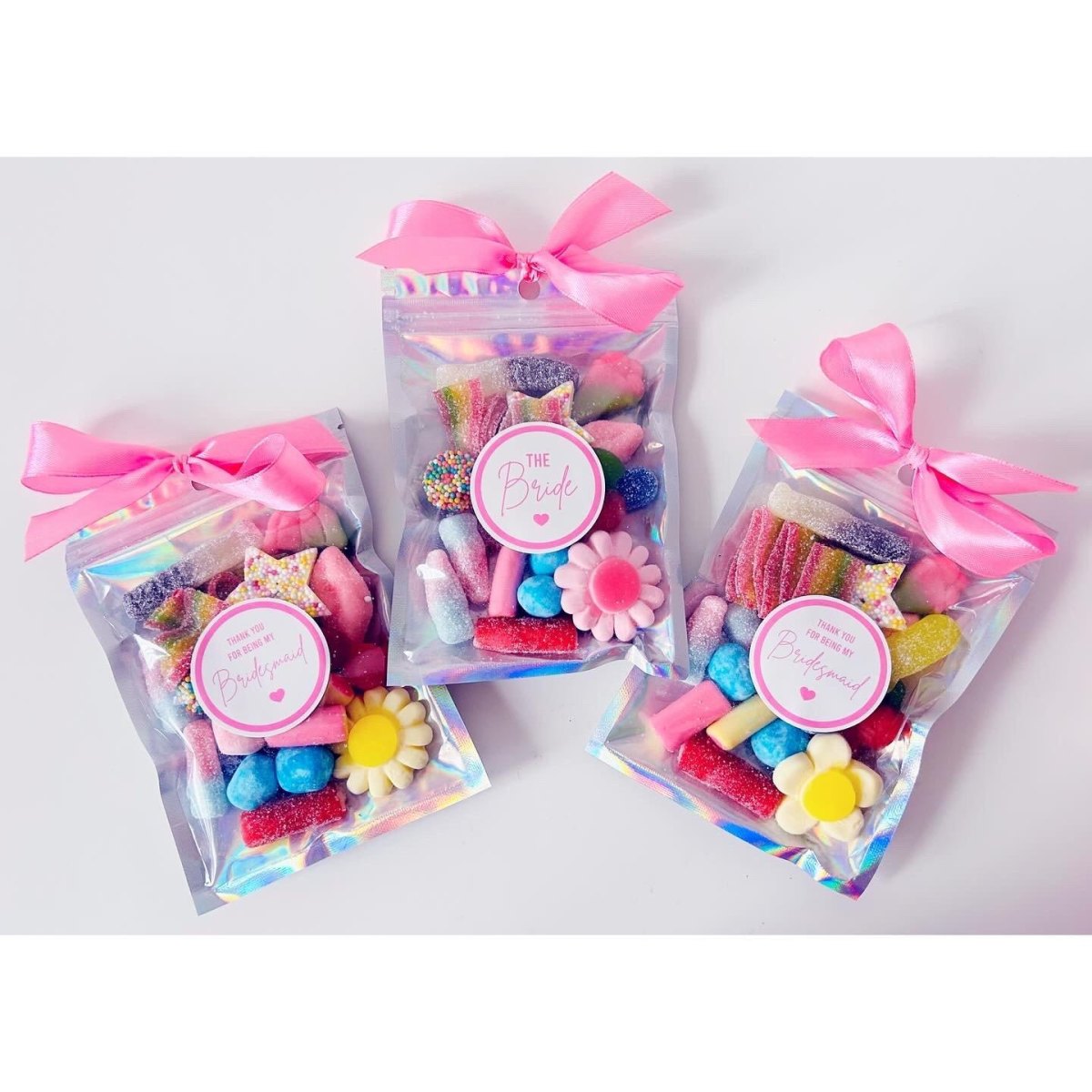 Bridesmaid gift bags with mini treats