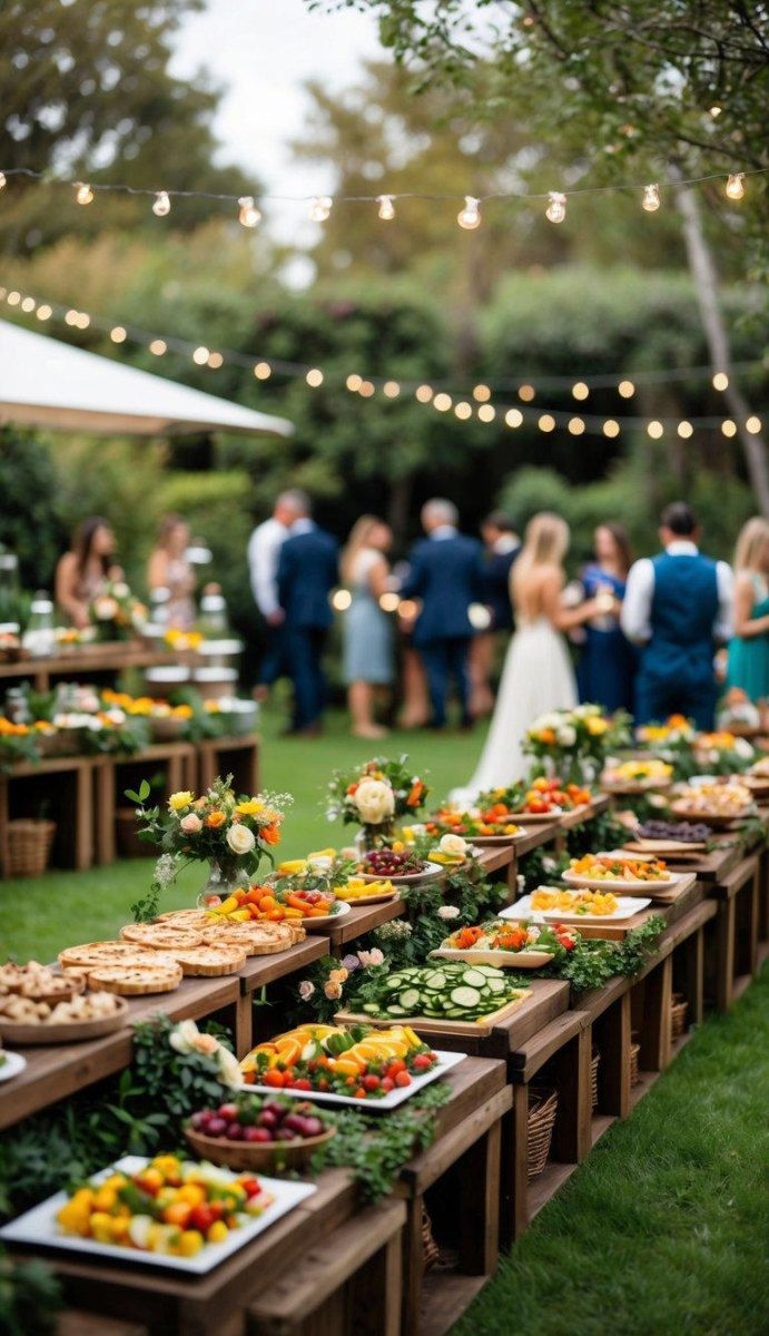 Backyard wedding food and drink station