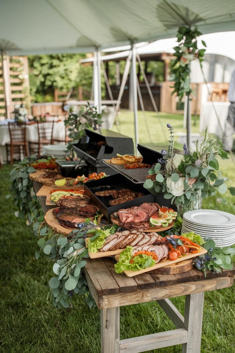 Backyard wedding barbecue buffet