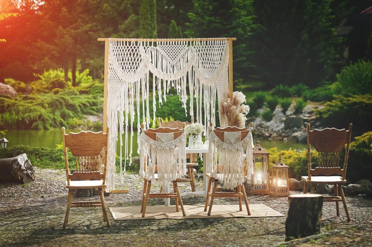 Bohemian macrame wedding decoration