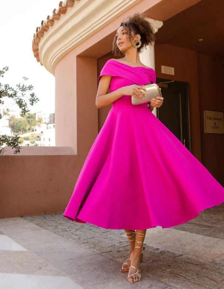 Bold color cocktail dress