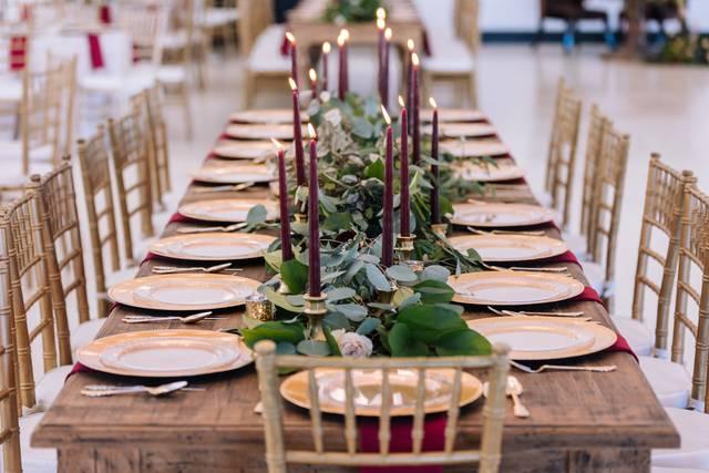 Burgundy green wedding greenery