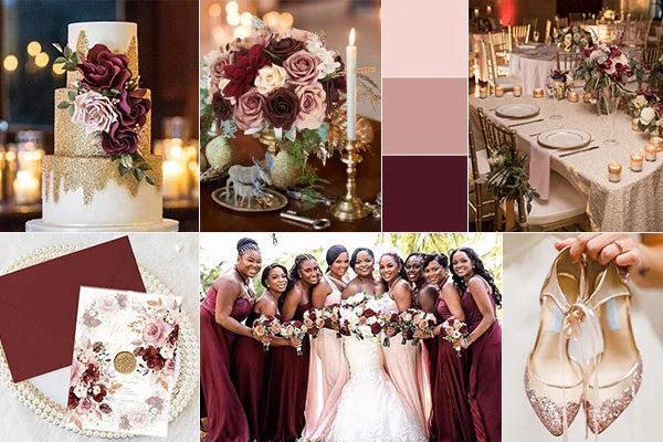 Burgundy dusty rose fall wedding flowers