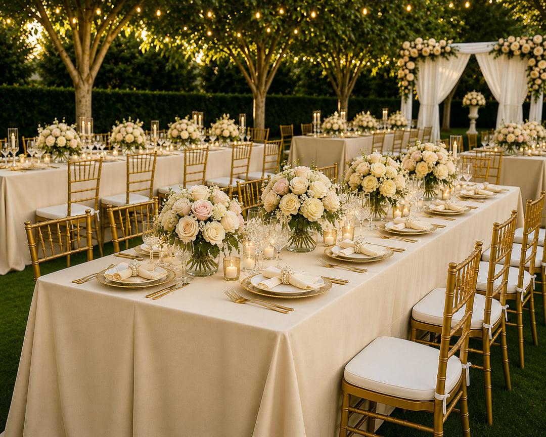 Champagne gold outdoor wedding reception