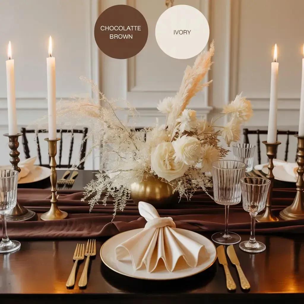 Chocolate brown champagne wedding reception