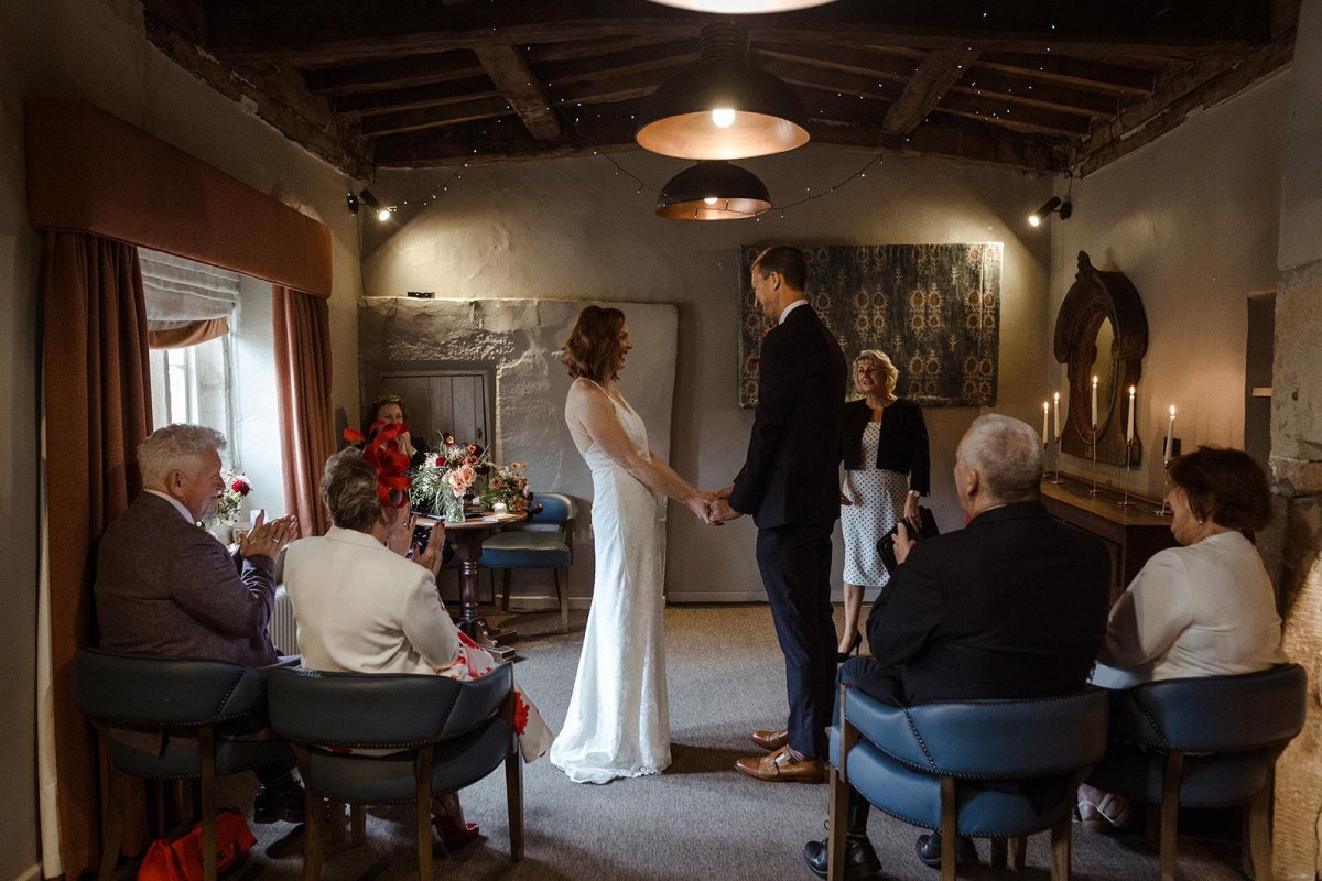 Cozy indoor wedding lighting