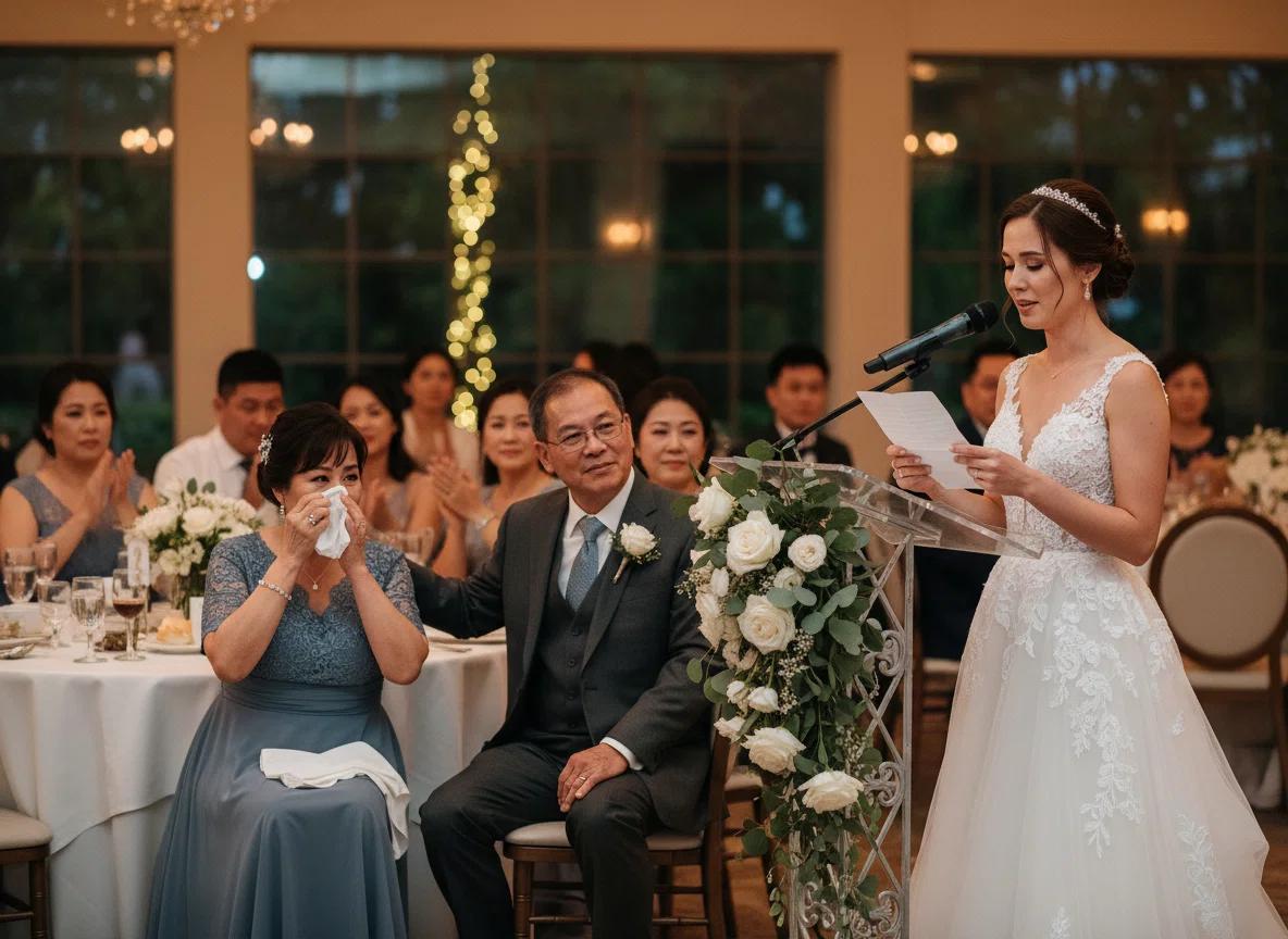 Emotional wedding speech moment