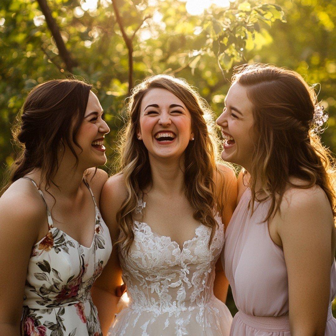 Best friends celebrating wedding