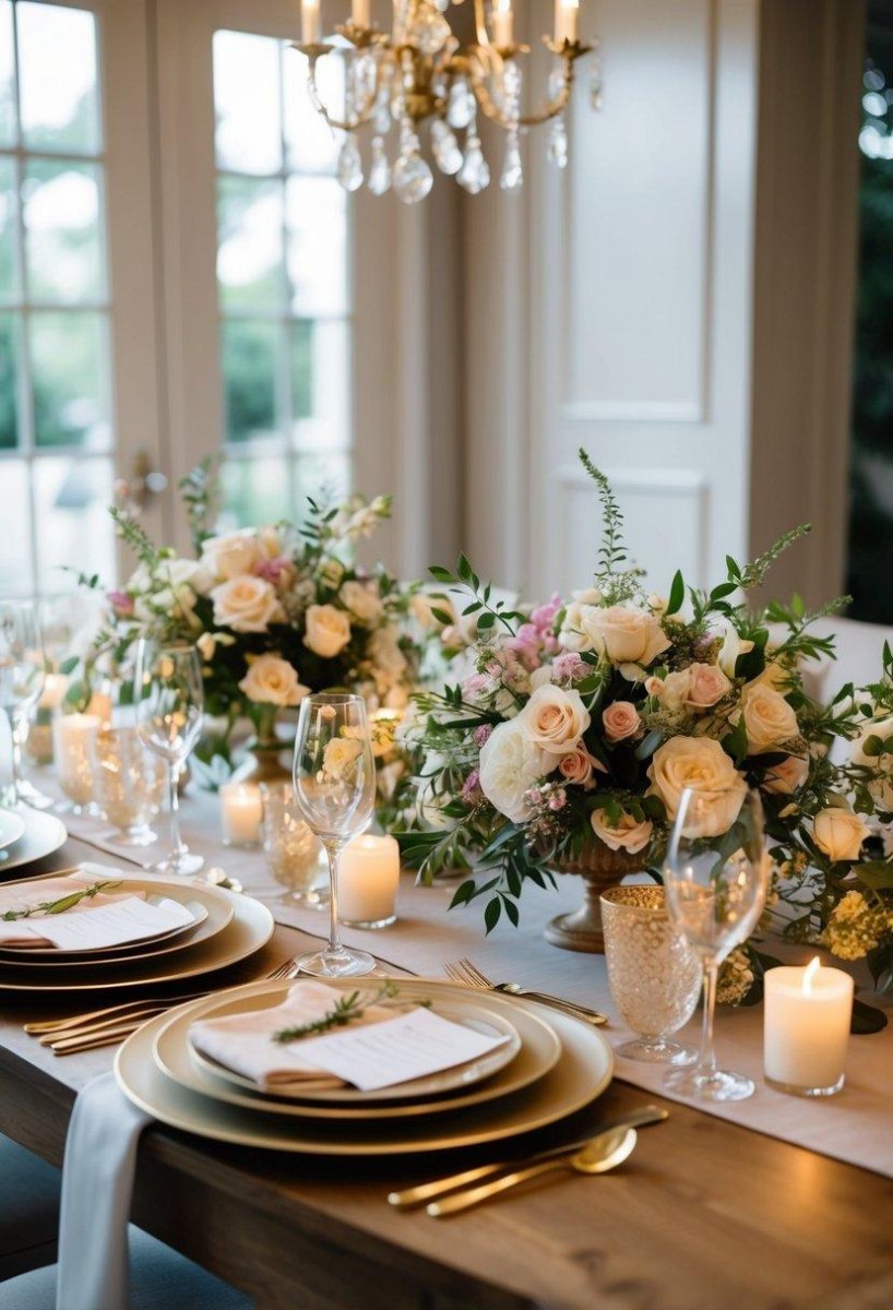 Elegant home wedding dining table setting