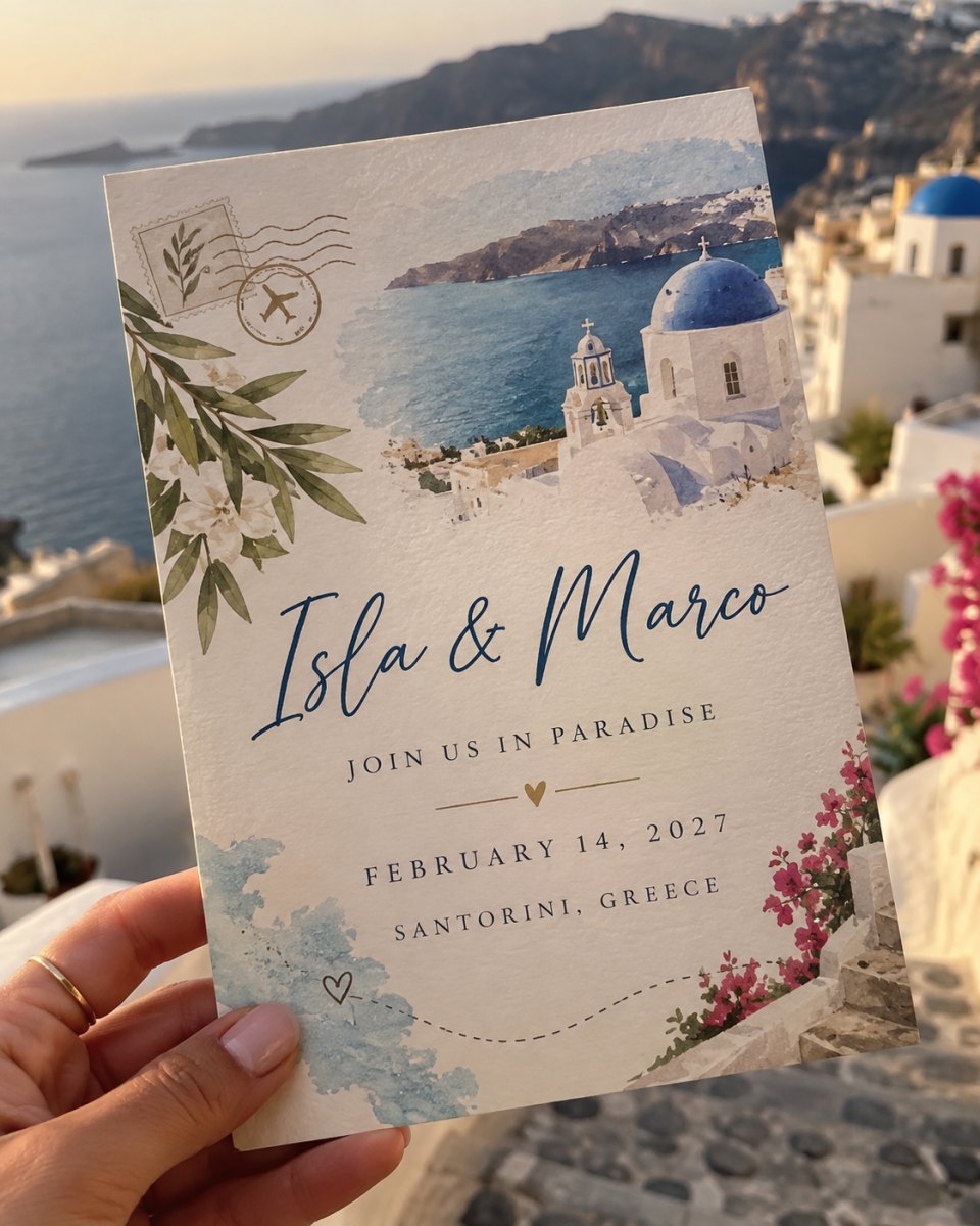 Destination wedding invitation card