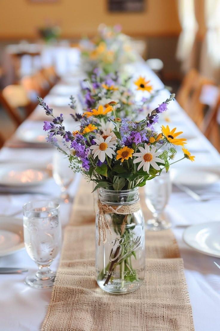 DIY wildflower wedding centerpiece