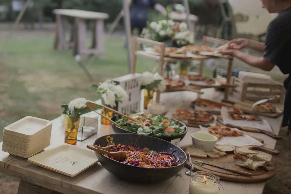 Eco friendly wedding catering setup