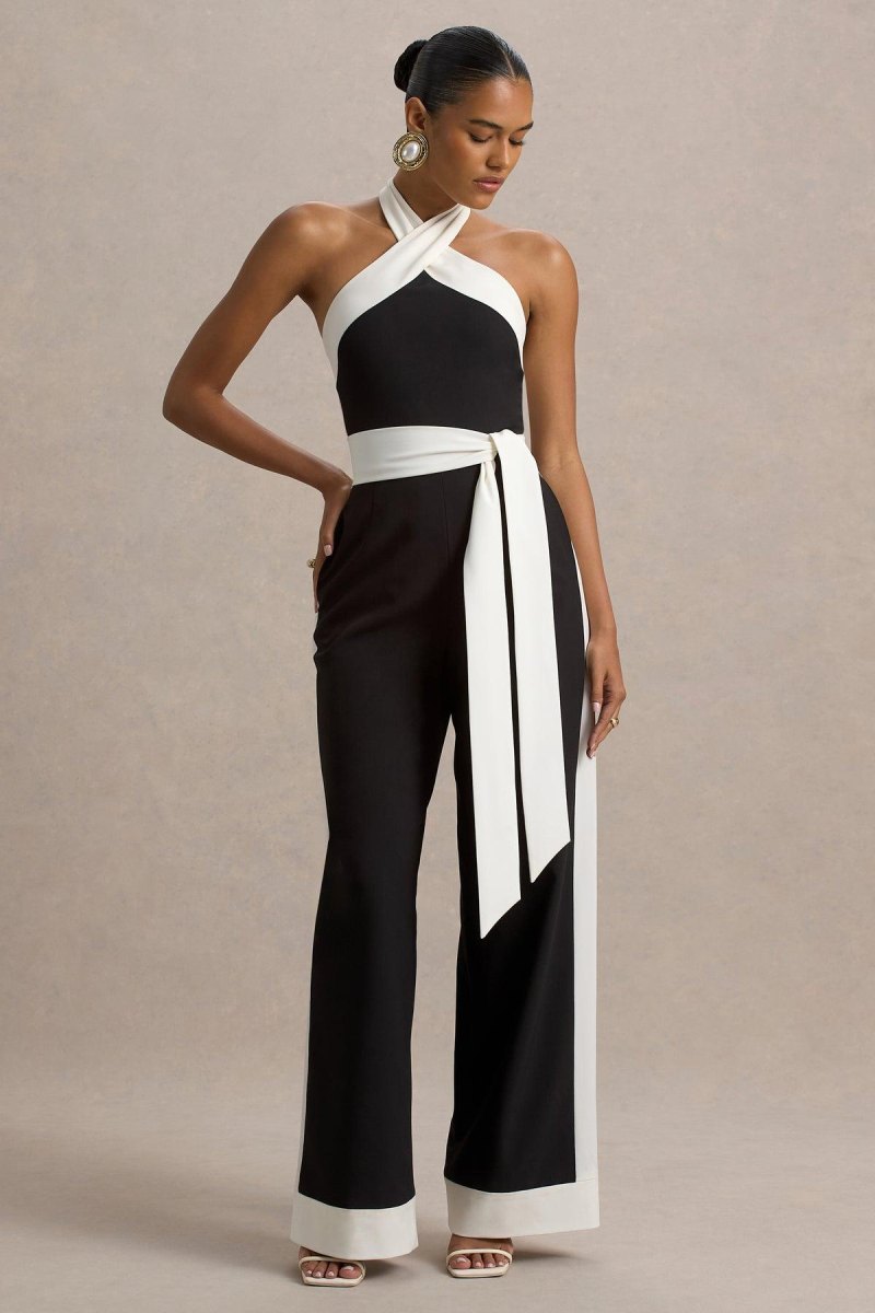 Elegant black and white wedding jumpsuit outfit