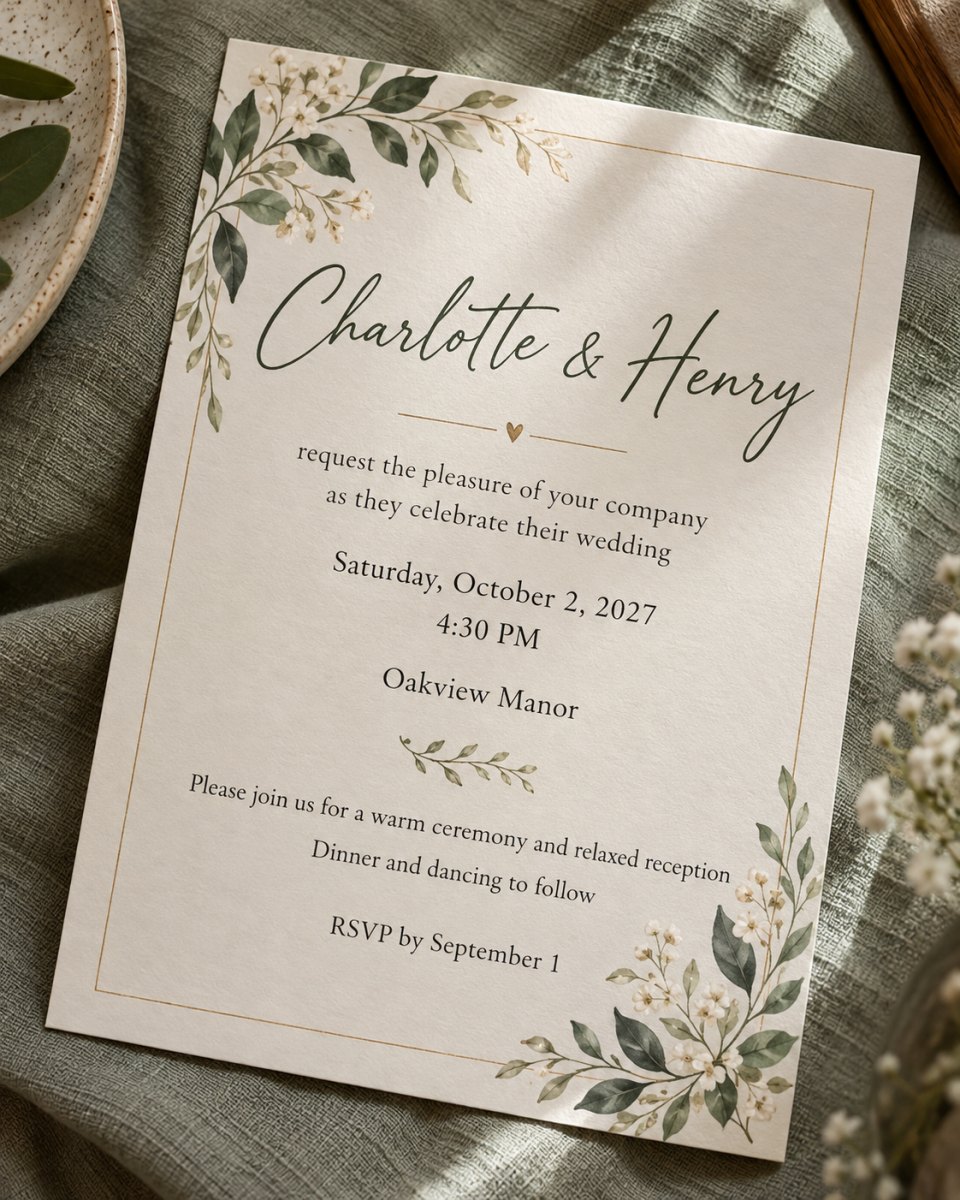 Elegant casual wedding invitation design