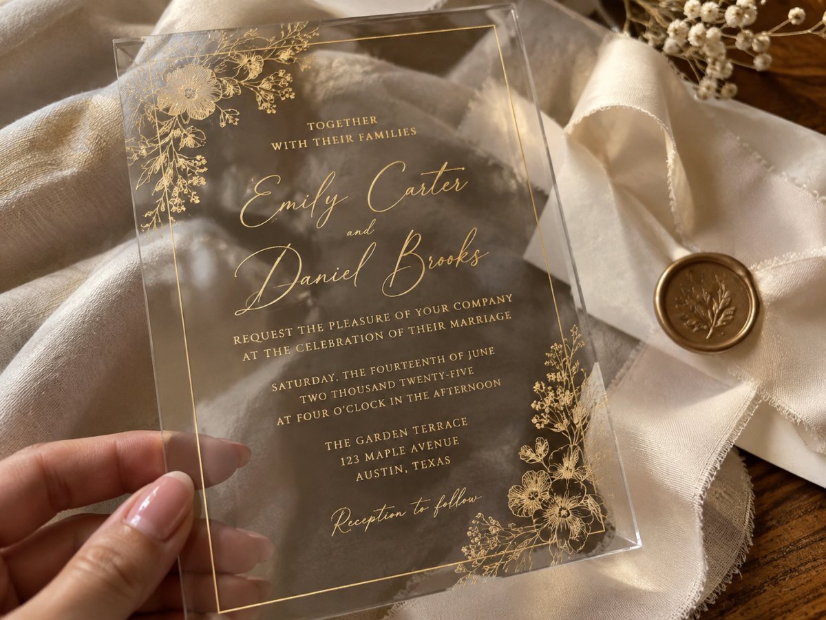 Elegant lucite wedding invitation design