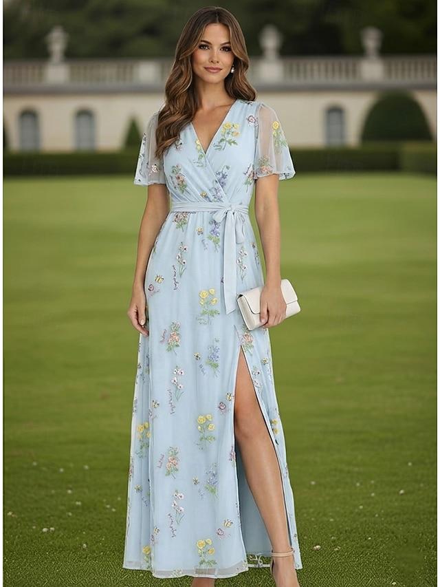 Elegant maxi wedding guest dress