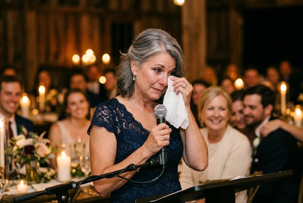Emotional wedding speech moment