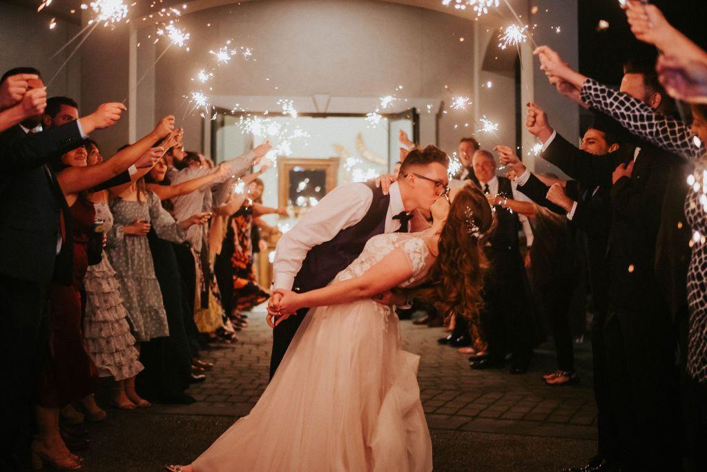 Wedding couple grand exit