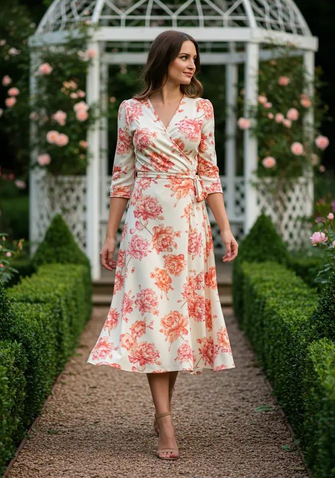 Floral wrap dress spring wedding guest