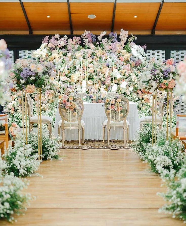 Floral wedding reception backdrop