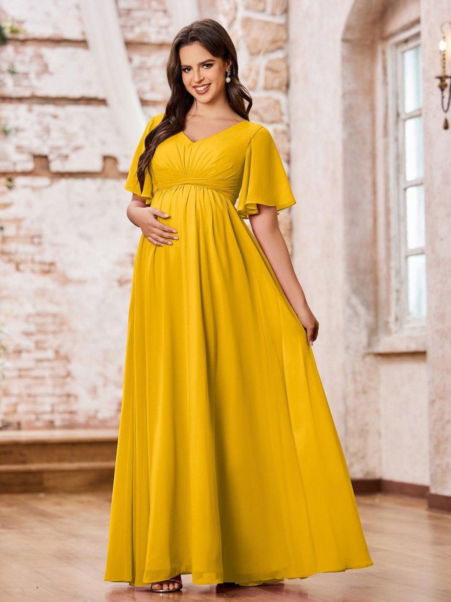Flowy empire waist pregnancy wedding outfit