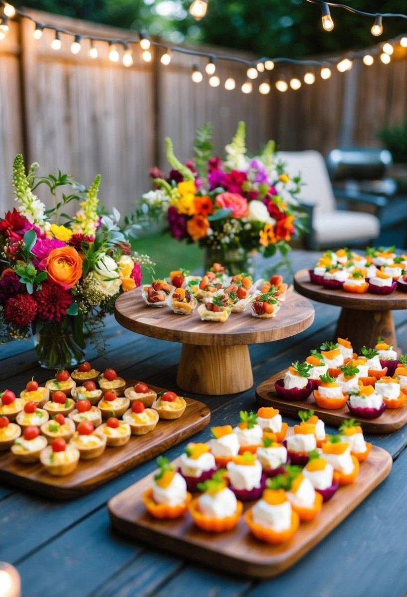 Garden wedding appetizer station