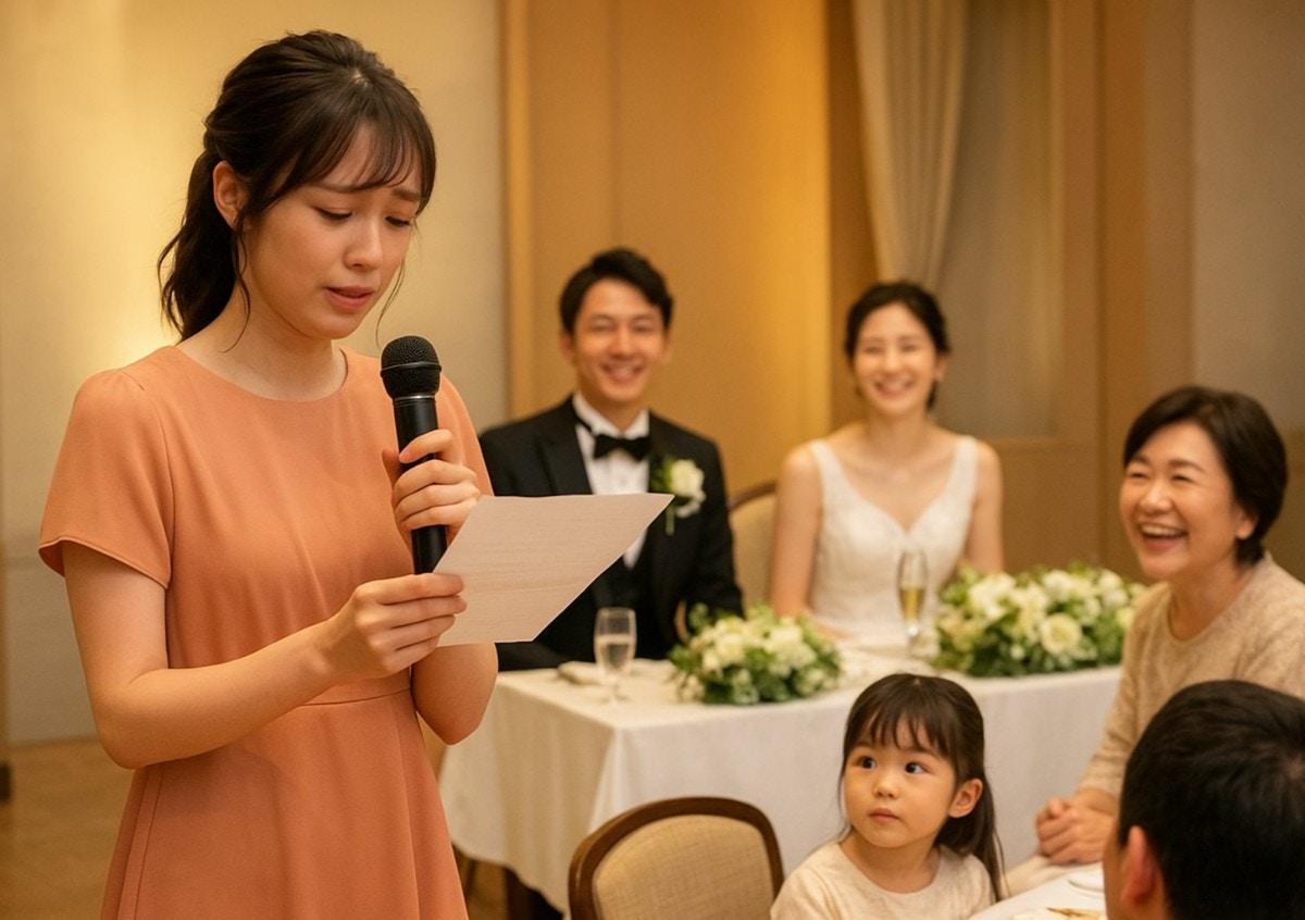 Nervous speaker holding wedding notes