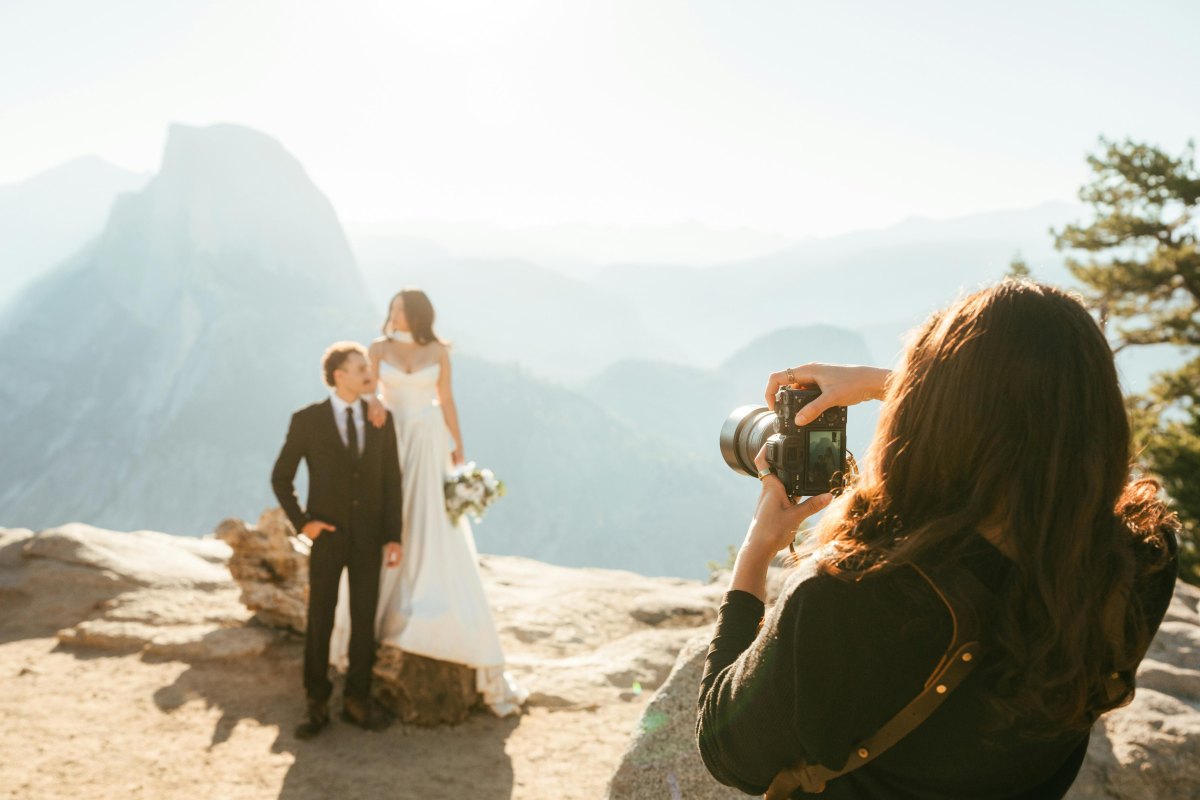 Elopement photographer taking couple portraits