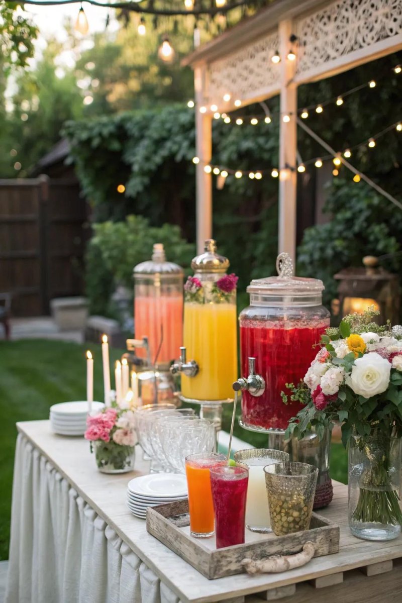 Homemade backyard wedding food station