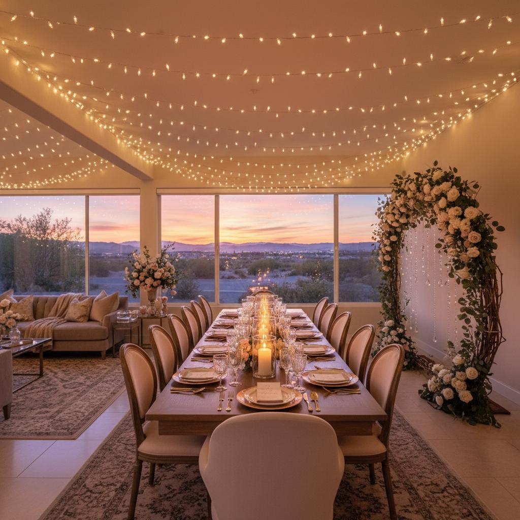 Airbnb wedding dinner long table decor