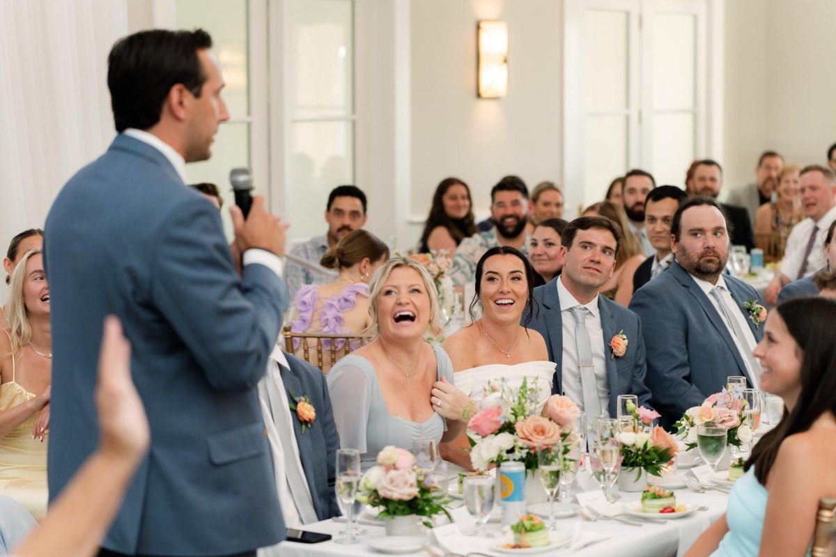 Wedding guests listening during speech