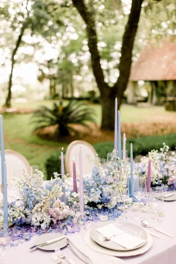 Lavender dusty blue garden wedding flowers