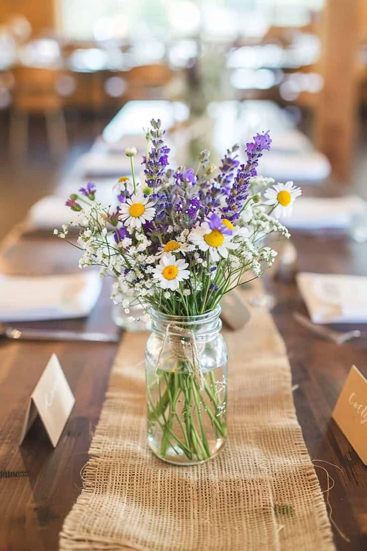 Lavender wildflower centerpiece