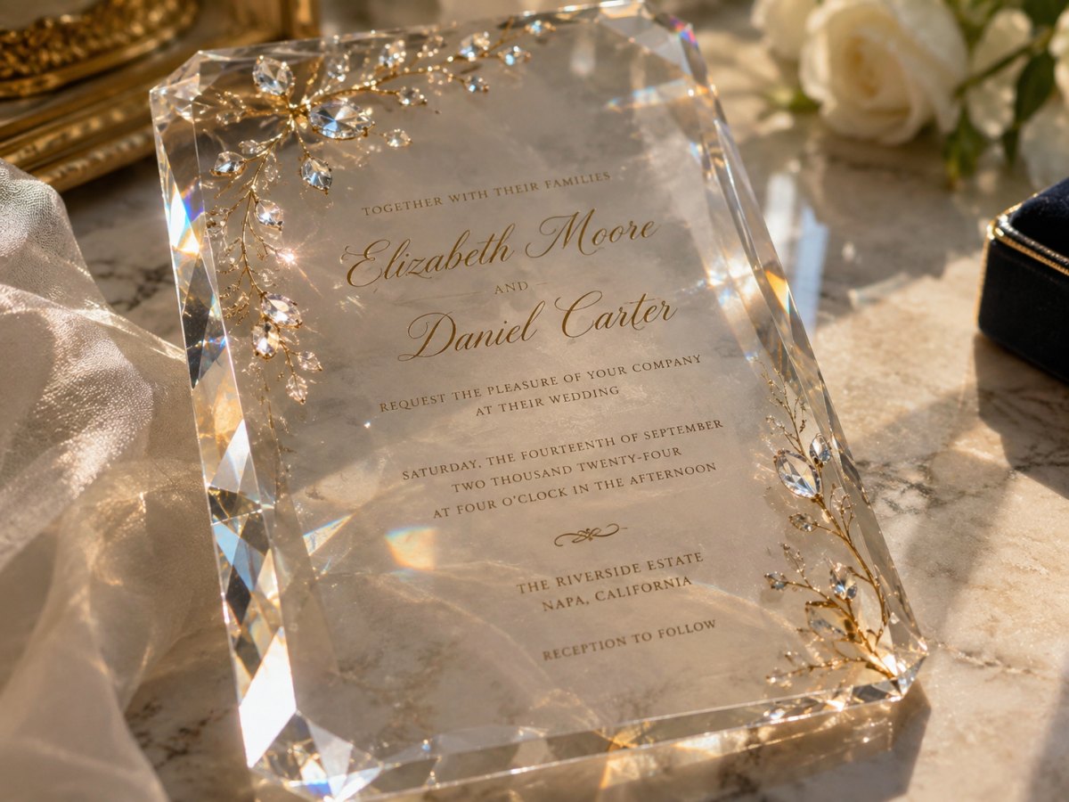 Luxury crystal wedding invitation