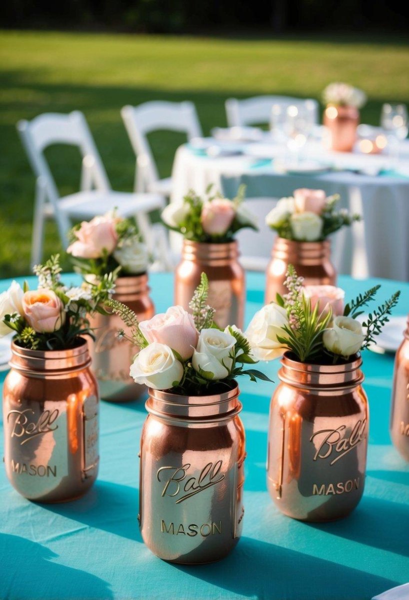 Painted mason jars wedding decorations