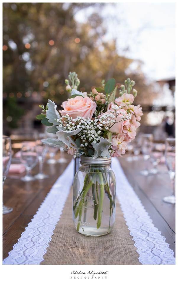 Romantic garden mason jar wedding table