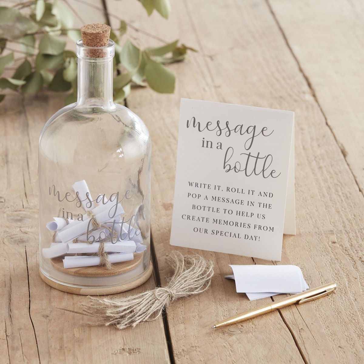 Message in a bottle wedding guest book display