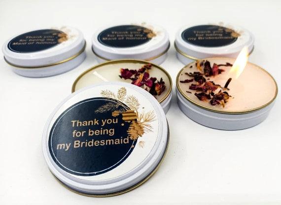 Mini scented candles as wedding favors