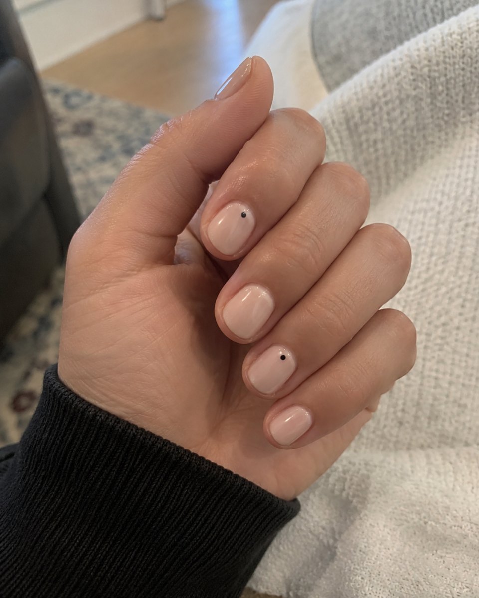 Minimal dot accent shellac nails