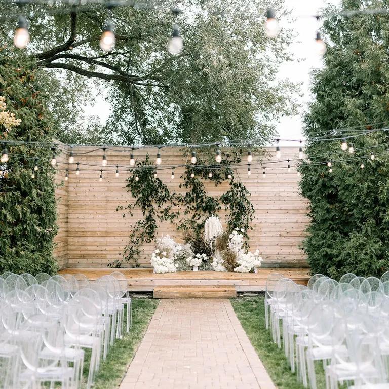 Minimalist modern backyard wedding decor
