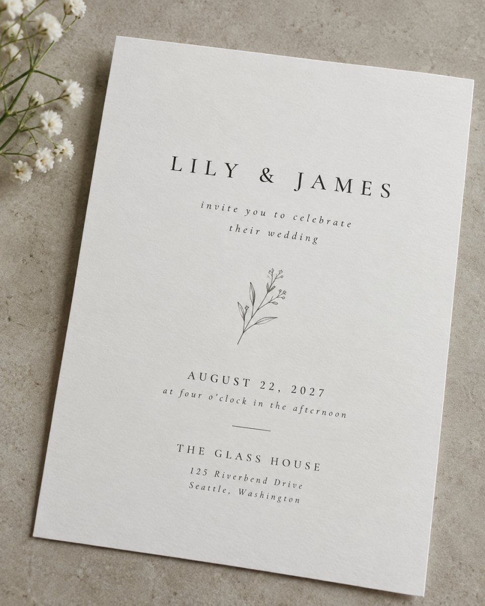 Minimalist wedding invitation card
