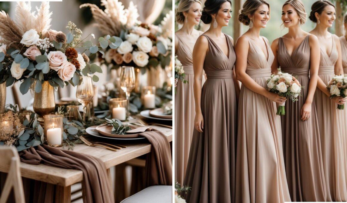 Mocha latte neutral fall wedding decor