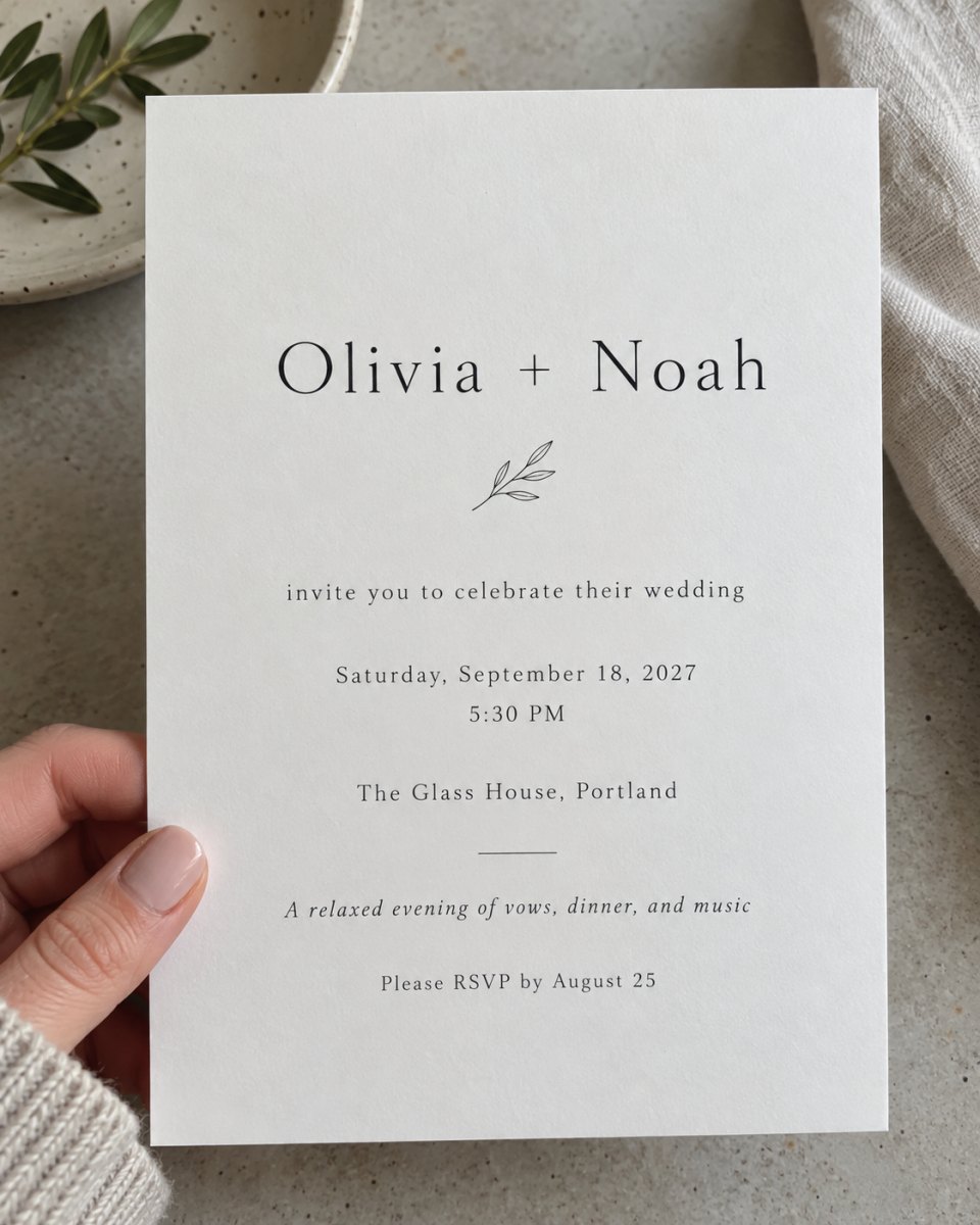 Minimal modern wedding invitation paper