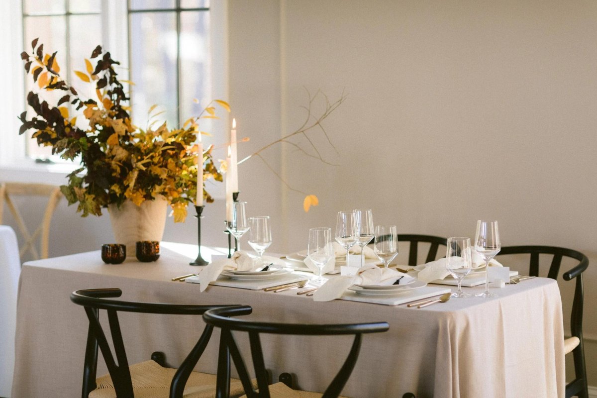 Minimal modern autumn wedding setup