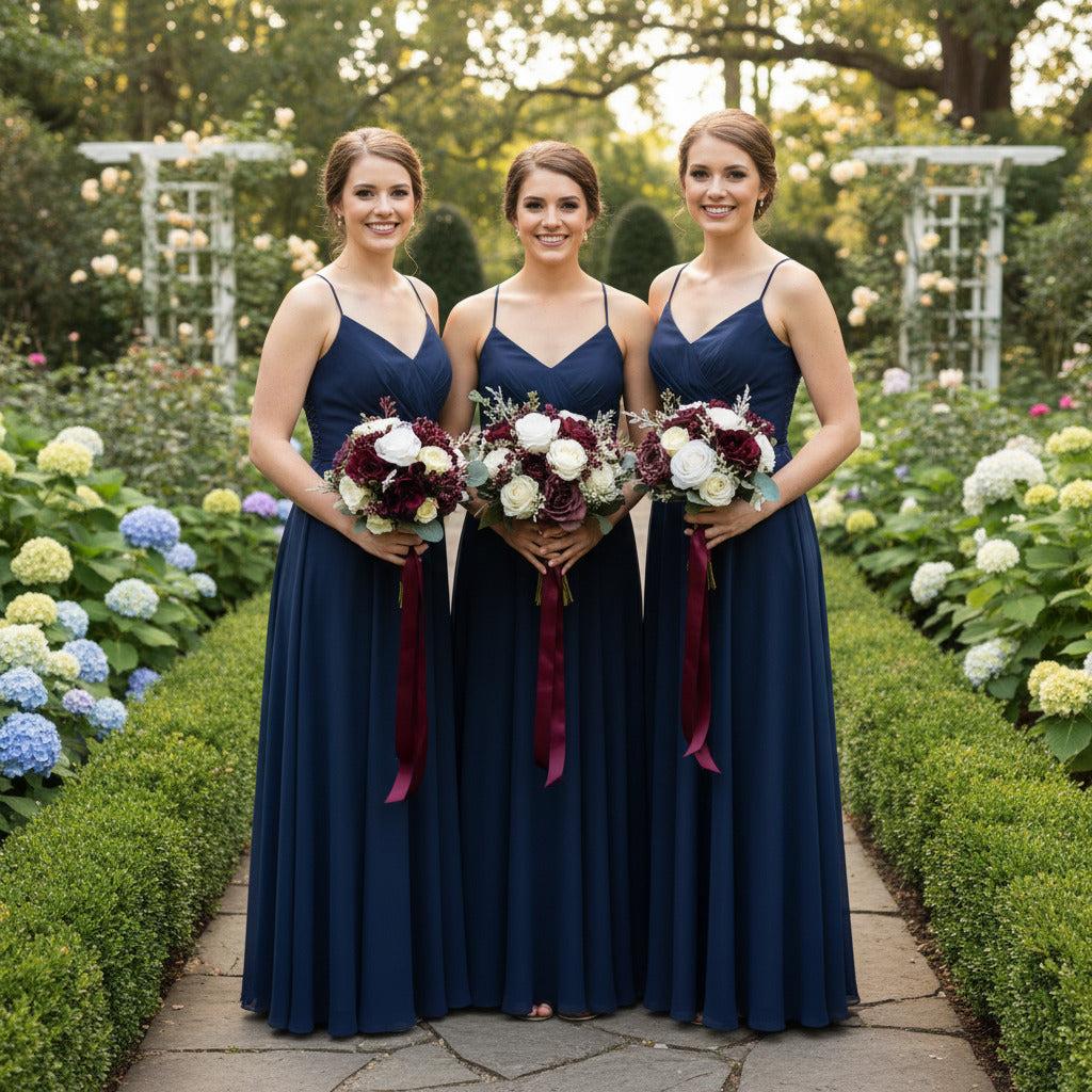 Navy burgundy bridesmaid dresses