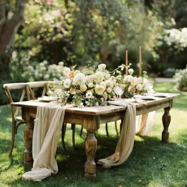 Neutral beige earth tone wedding decor