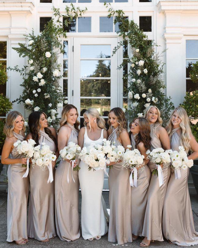 Neutral bridesmaid outfits