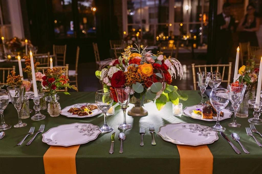 Olive green burnt orange autumn wedding