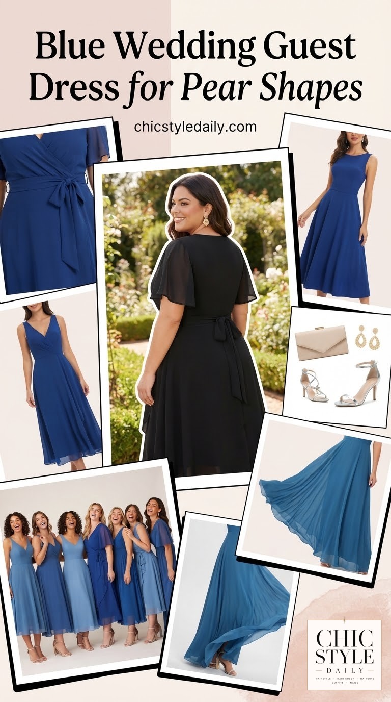 Blue Wedding Guest Dress for Pear Shapes